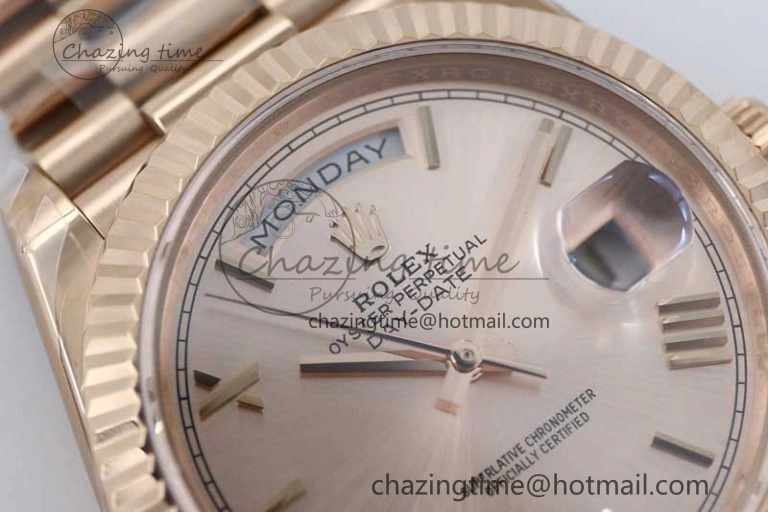 Day Date 40mm RG 904L Steel TWF 1:1 Best Edition RG Roman Dial on RG Bracelet A RelaxedFit 2352
