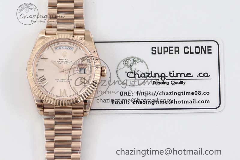 Day Date 40mm RG 904L Steel TWF 1:1 Best Edition RG Roman Dial on RG Bracelet A RelaxedFit 2352
