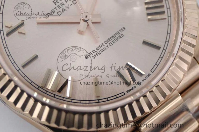 Day Date 40mm RG 904L Steel TWF 1:1 Best Edition RG Roman Dial on RG Bracelet A RelaxedFit 2352