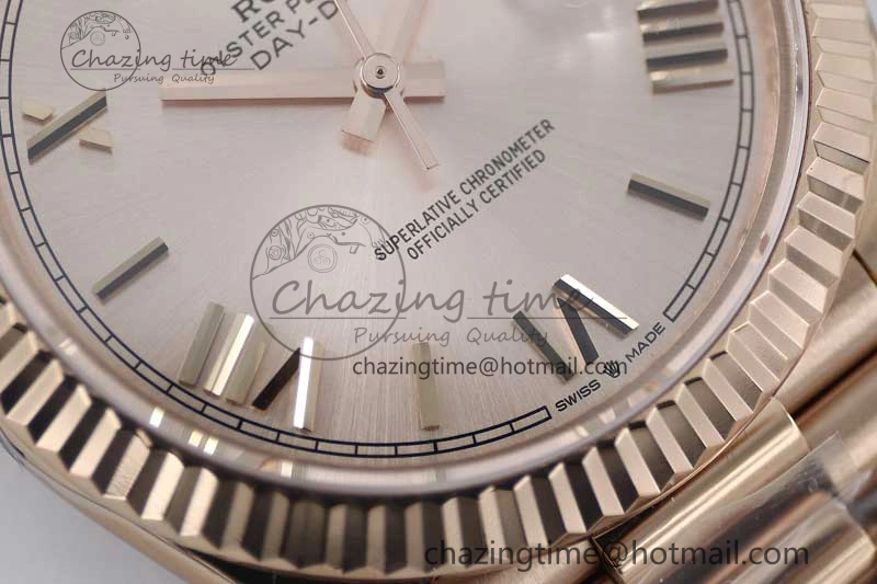Day Date 40mm RG 904L Steel TWF 1:1 Best Edition RG Roman Dial on RG Bracelet A RelaxedFit 2352
