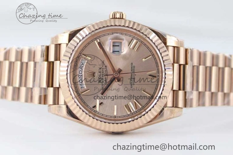 Day Date 40mm RG 904L Steel TWF 1:1 Best Edition RG Roman Dial on RG Bracelet A RelaxedFit 2352