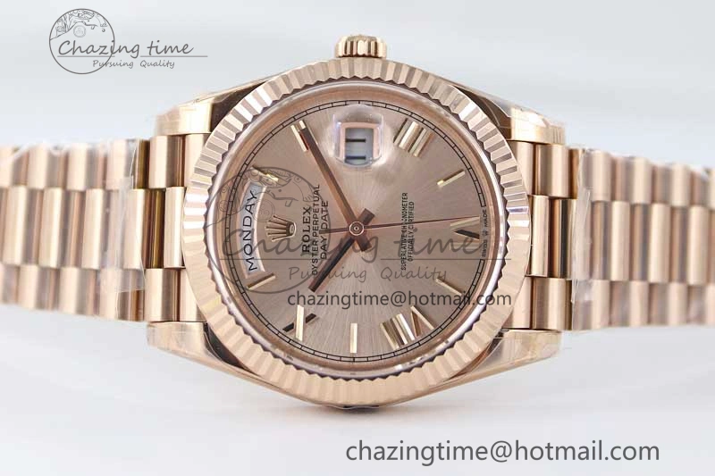 Day Date 40mm RG 904L Steel TWF 1:1 Best Edition RG Roman Dial on RG Bracelet A RelaxedFit 2352