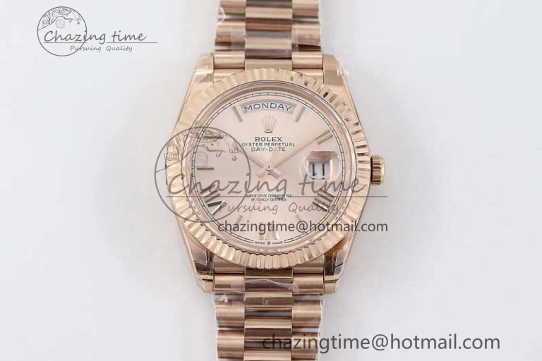 Day Date 40mm RG 904L Steel TWF 1:1 Best Edition RG Roman Dial on RG Bracelet A RelaxedFit 2352
