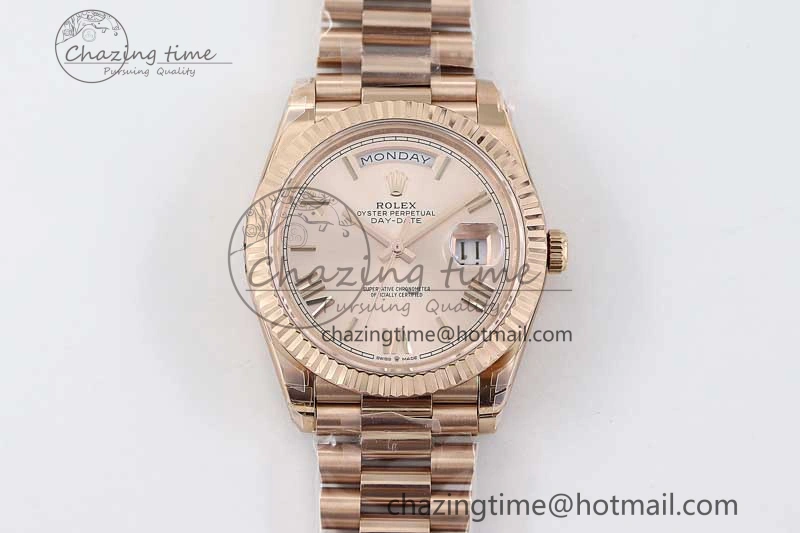 Day Date 40mm RG 904L Steel TWF 1:1 Best Edition RG Roman Dial on RG Bracelet A RelaxedFit 2352