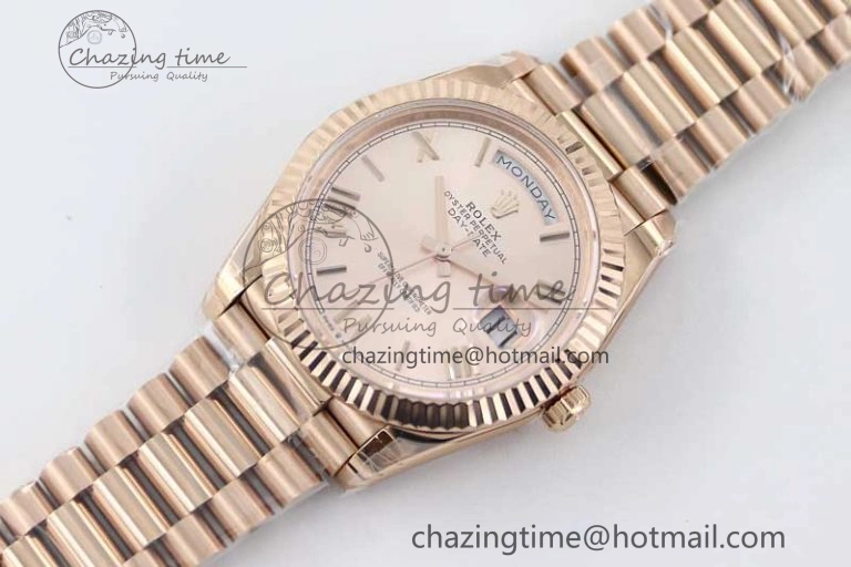 Day Date 40mm RG 904L Steel TWF 1:1 Best Edition RG Roman Dial on RG Bracelet A RelaxedFit 2352
