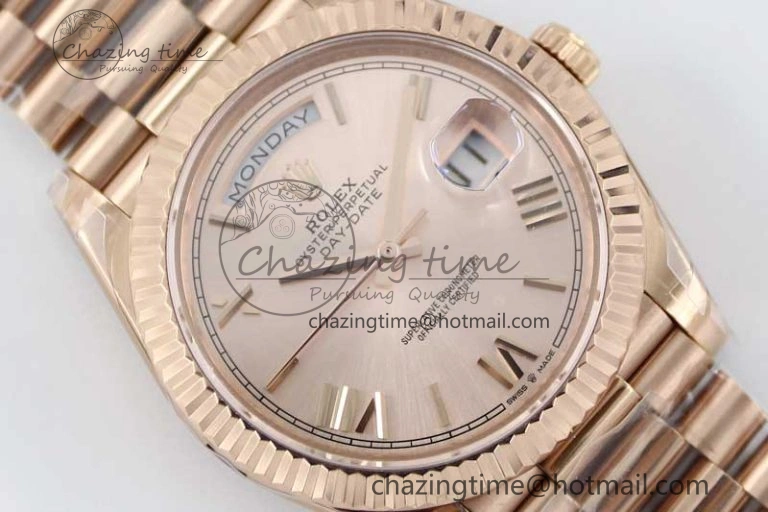 Day Date 40mm RG 904L Steel TWF 1:1 Best Edition RG Roman Dial on RG Bracelet A RelaxedFit 2352