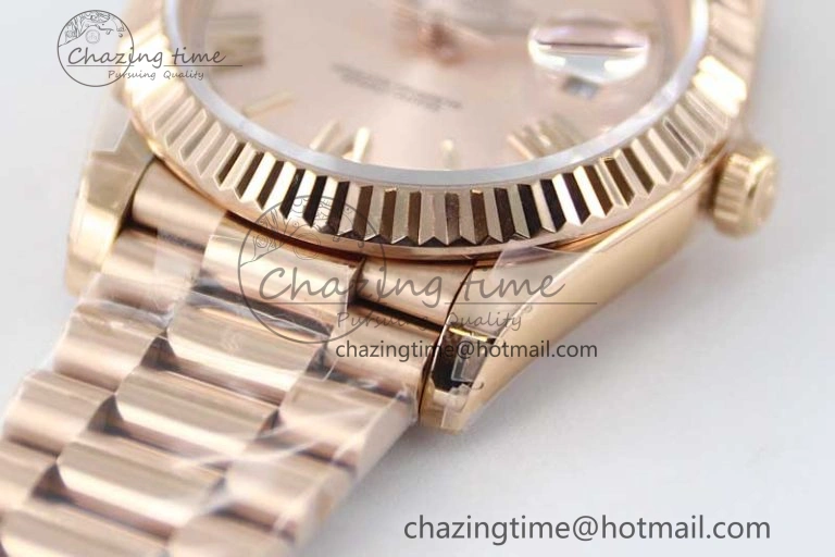 Day Date 40mm RG 904L Steel TWF 1:1 Best Edition RG Roman Dial on RG Bracelet A RelaxedFit 2352