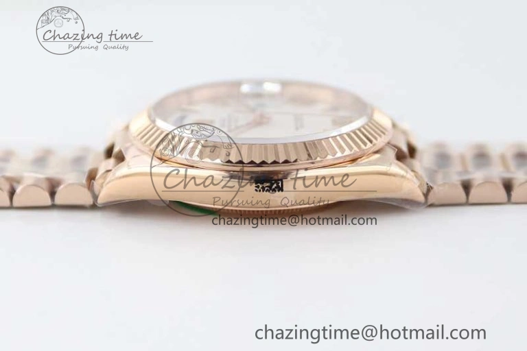Day Date 40mm RG 904L Steel TWF 1:1 Best Edition White Roman Dial on RG Bracelet A Sophisticated 2371