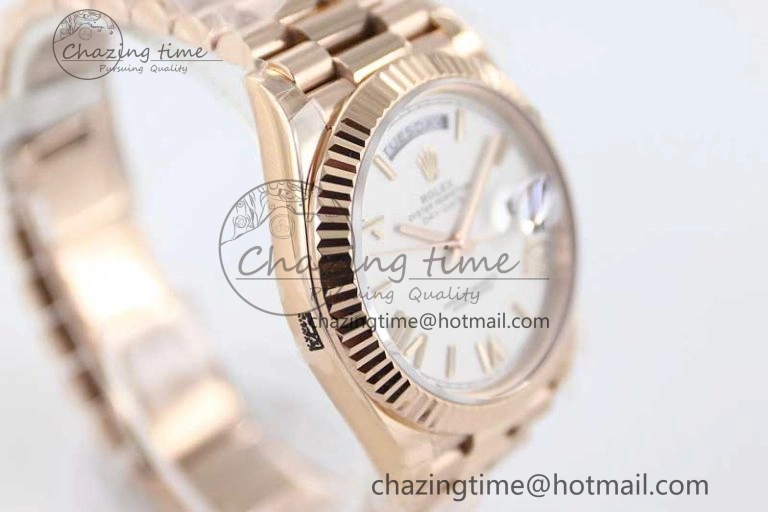 Day Date 40mm RG 904L Steel TWF 1:1 Best Edition White Roman Dial on RG Bracelet A Sophisticated 2371