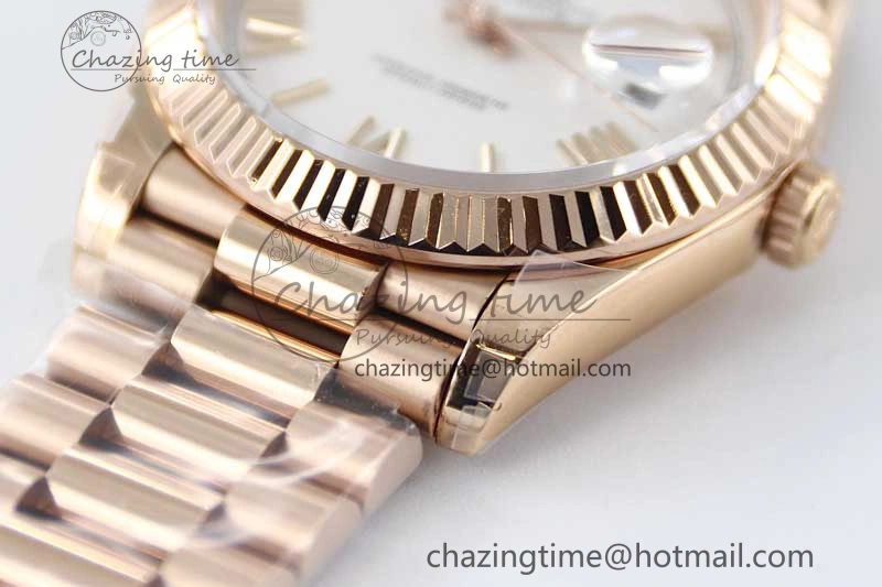 Day Date 40mm RG 904L Steel TWF 1:1 Best Edition White Roman Dial on RG Bracelet A Sophisticated 2371