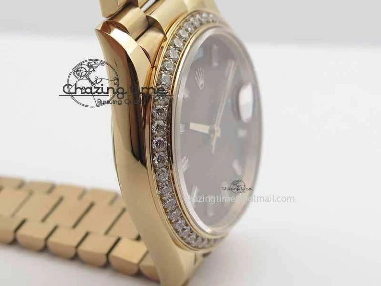 Classic Day Date 40mm RG BP Maker Best Edition Brown Dial Diamond Bezel On RG Bracelet A 3687