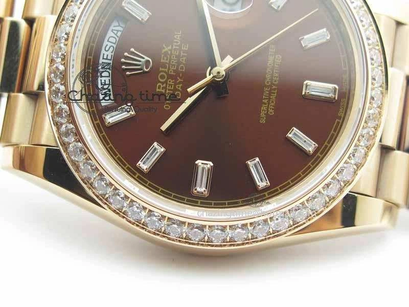 Classic Day Date 40mm RG BP Maker Best Edition Brown Dial Diamond Bezel On RG Bracelet A 3687