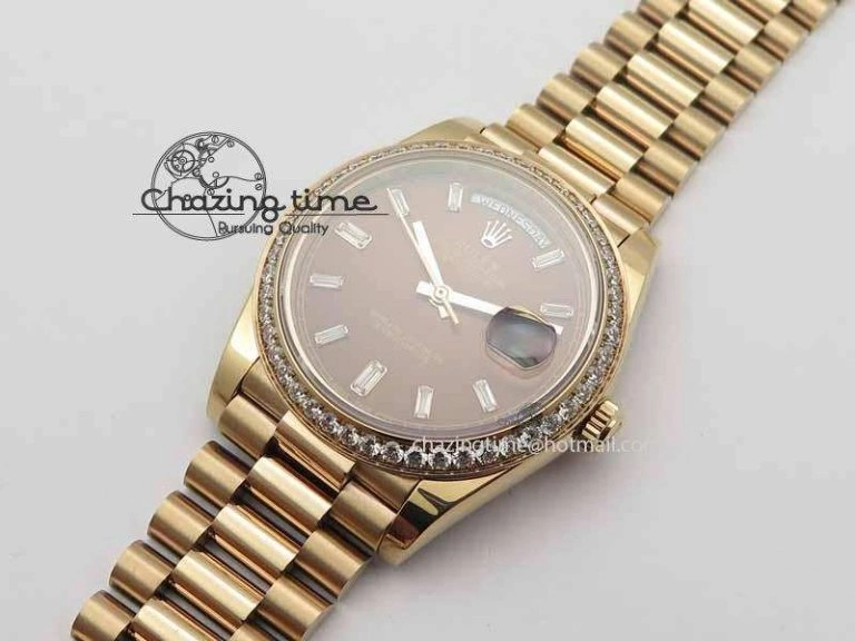 Classic Day Date 40mm RG BP Maker Best Edition Brown Dial Diamond Bezel On RG Bracelet A 3687