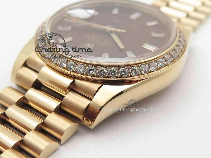 Classic Day Date 40mm RG BP Maker Best Edition Brown Dial Diamond Bezel On RG Bracelet A 3687