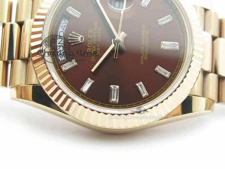 StreetReady Day Date 40mm RG BP Maker Best Edition Brown Dial Diamond Markers On RG Bracelet A 3689