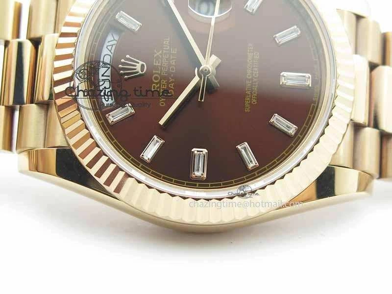 StreetReady Day Date 40mm RG BP Maker Best Edition Brown Dial Diamond Markers On RG Bracelet A 3689