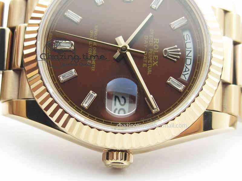 StreetReady Day Date 40mm RG BP Maker Best Edition Brown Dial Diamond Markers On RG Bracelet A 3689