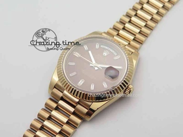 StreetReady Day Date 40mm RG BP Maker Best Edition Brown Dial Diamond Markers On RG Bracelet A 3689