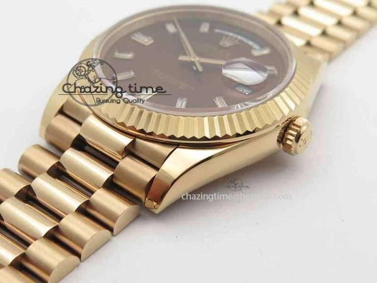 StreetReady Day Date 40mm RG BP Maker Best Edition Brown Dial Diamond Markers On RG Bracelet A 3689