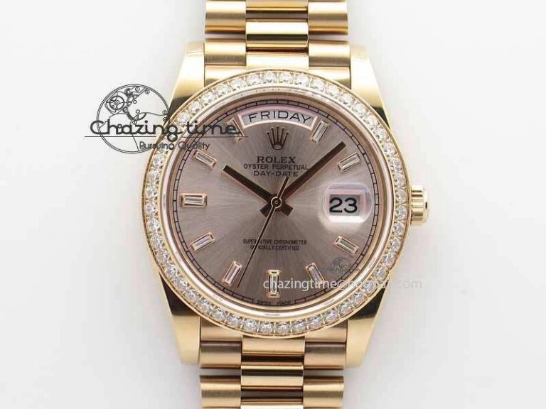 Day Date 40mm RG BP Maker Best Edition Silver Dial Diamond Bezel On RG Bracelet A Refined 3685