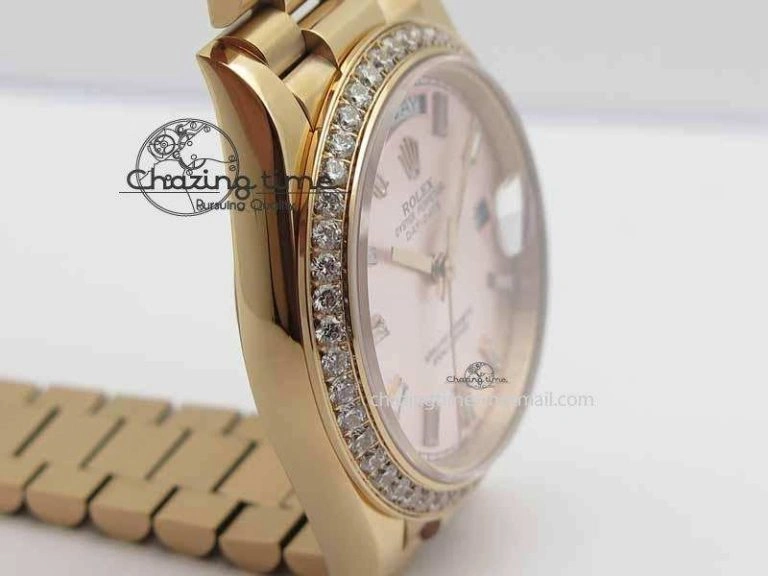 Day Date 40mm RG BP Maker Best Edition Silver Dial Diamond Bezel On RG Bracelet A Refined 3685