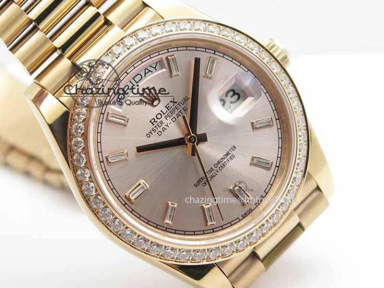 Day Date 40mm RG BP Maker Best Edition Silver Dial Diamond Bezel On RG Bracelet A Refined 3685