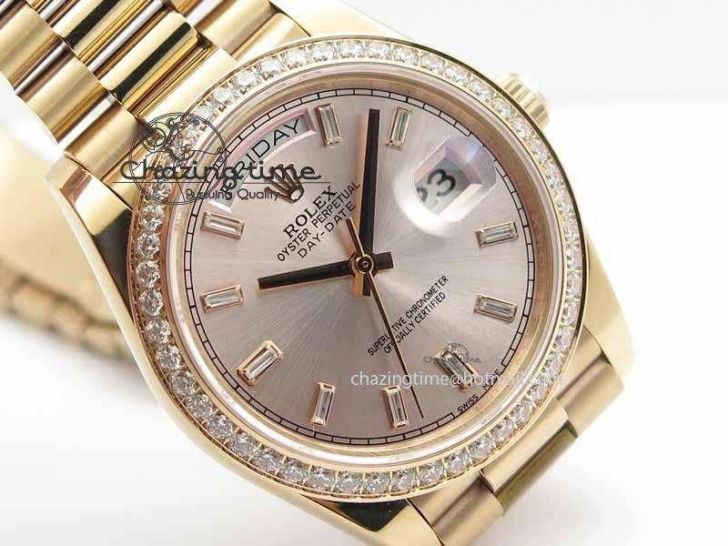 Day Date 40mm RG BP Maker Best Edition Silver Dial Diamond Bezel On RG Bracelet A Refined 3685