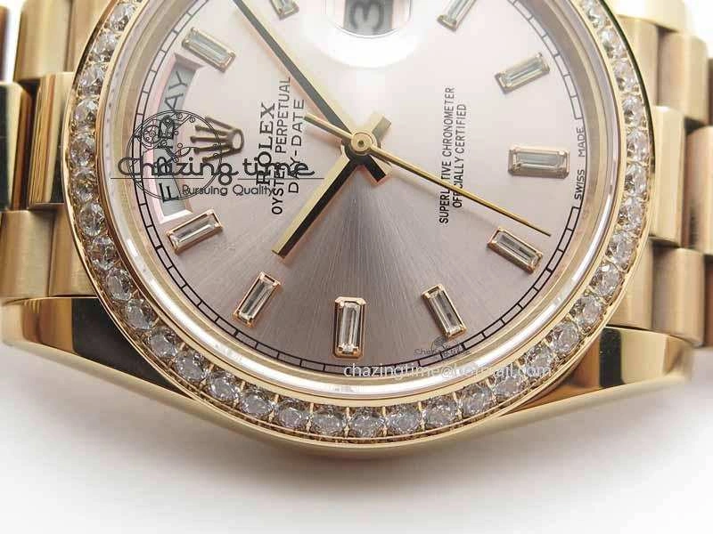 Day Date 40mm RG BP Maker Best Edition Silver Dial Diamond Bezel On RG Bracelet A Refined 3685