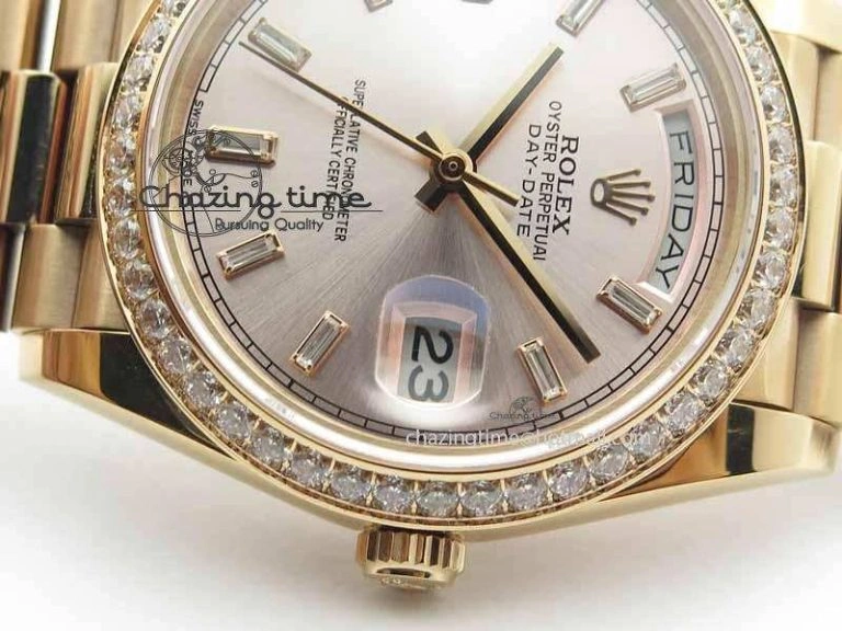 Day Date 40mm RG BP Maker Best Edition Silver Dial Diamond Bezel On RG Bracelet A Refined 3685