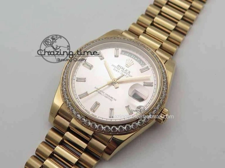 Day Date 40mm RG BP Maker Best Edition Silver Dial Diamond Bezel On RG Bracelet A Refined 3685