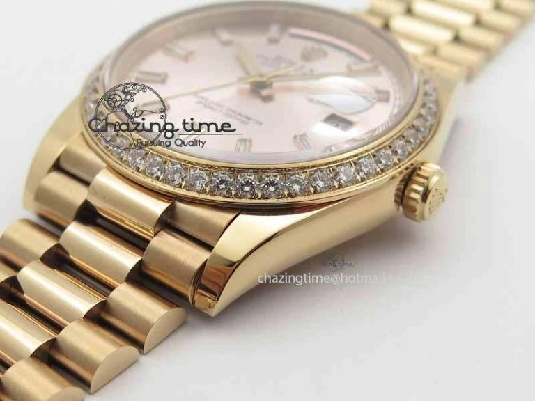 Day Date 40mm RG BP Maker Best Edition Silver Dial Diamond Bezel On RG Bracelet A Refined 3685