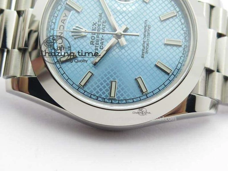 Day-Date 40mm SS 228206 Noob 1:1 Best Edition Textured Ice Blue Dial on SS Bracelet A Comfortable 3799