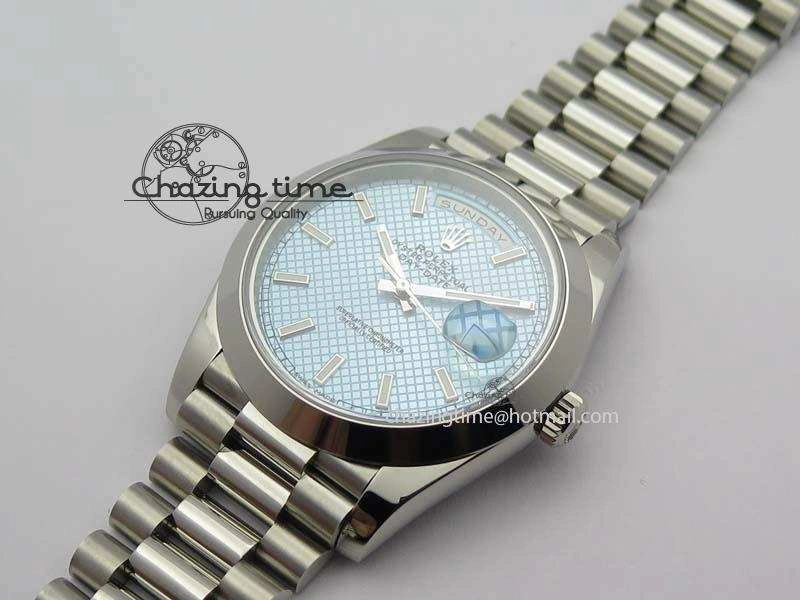 Day-Date 40mm SS 228206 Noob 1:1 Best Edition Textured Ice Blue Dial on SS Bracelet A Comfortable 3799