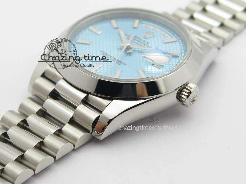 Day-Date 40mm SS 228206 Noob 1:1 Best Edition Textured Ice Blue Dial on SS Bracelet A Comfortable 3799