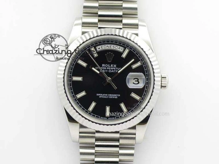 Sophisticated Day-Date 40mm SS 228239 Noob 1:1 Best Edition Black Dial on SS Bracelet A 3797