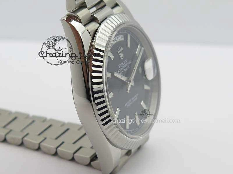 Sophisticated Day-Date 40mm SS 228239 Noob 1:1 Best Edition Black Dial on SS Bracelet A 3797