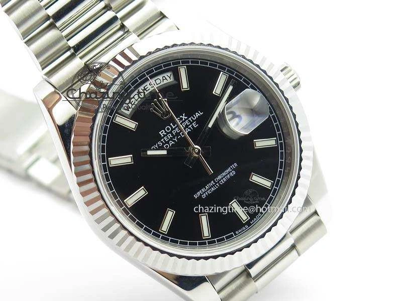 Sophisticated Day-Date 40mm SS 228239 Noob 1:1 Best Edition Black Dial on SS Bracelet A 3797