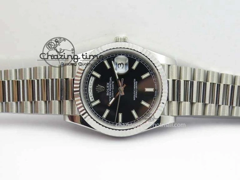 Sophisticated Day-Date 40mm SS 228239 Noob 1:1 Best Edition Black Dial on SS Bracelet A 3797