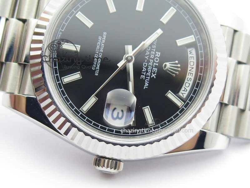 Sophisticated Day-Date 40mm SS 228239 Noob 1:1 Best Edition Black Dial on SS Bracelet A 3797