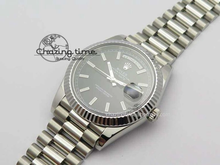 Sophisticated Day-Date 40mm SS 228239 Noob 1:1 Best Edition Black Dial on SS Bracelet A 3797