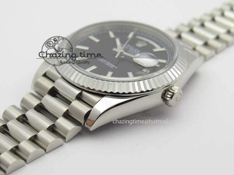 Sophisticated Day-Date 40mm SS 228239 Noob 1:1 Best Edition Black Dial on SS Bracelet A 3797