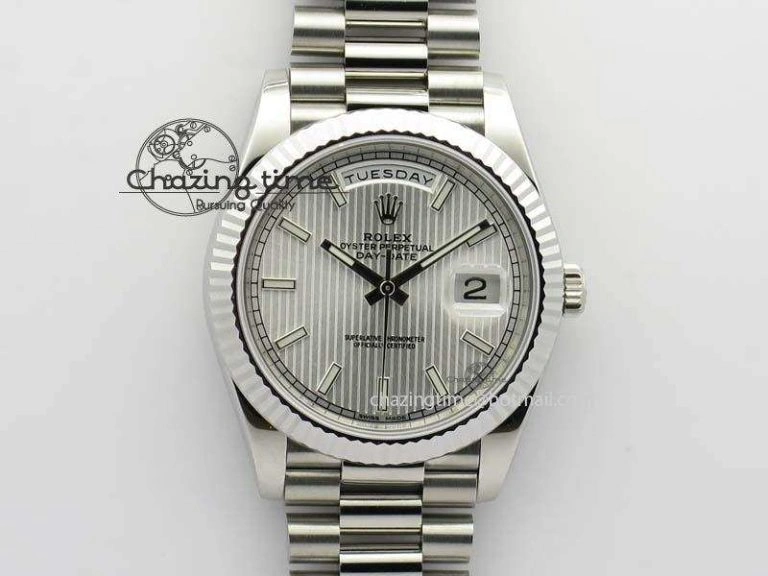 HighPerformance Day-Date 40mm SS 228239 Noob 1:1 Best Edition Textured Silver Dial on SS Bracelet A 3798