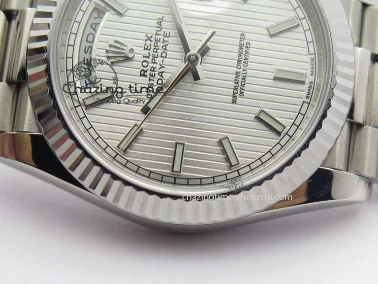 HighPerformance Day-Date 40mm SS 228239 Noob 1:1 Best Edition Textured Silver Dial on SS Bracelet A 3798