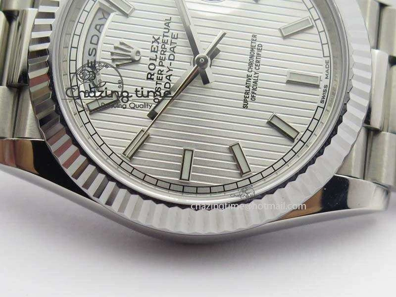 HighPerformance Day-Date 40mm SS 228239 Noob 1:1 Best Edition Textured Silver Dial on SS Bracelet A 3798
