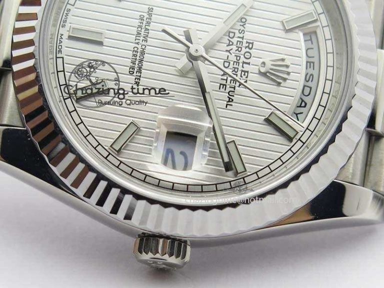 HighPerformance Day-Date 40mm SS 228239 Noob 1:1 Best Edition Textured Silver Dial on SS Bracelet A 3798