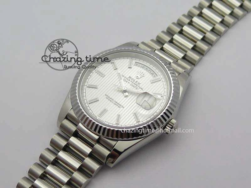 HighPerformance Day-Date 40mm SS 228239 Noob 1:1 Best Edition Textured Silver Dial on SS Bracelet A 3798
