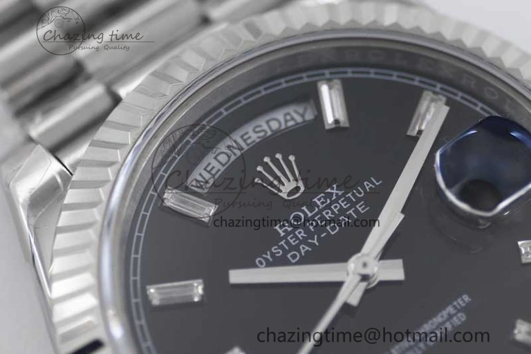 Day Date 40mm SS 904L Steel TWF 1:1 Best Edition Black Crystal Dial on SS Bracelet A Sustainable 2354
