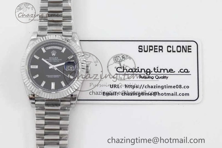 Day Date 40mm SS 904L Steel TWF 1:1 Best Edition Black Crystal Dial on SS Bracelet A Sustainable 2354
