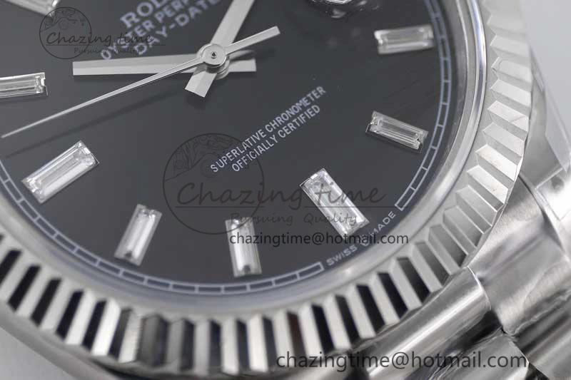 Day Date 40mm SS 904L Steel TWF 1:1 Best Edition Black Crystal Dial on SS Bracelet A Sustainable 2354
