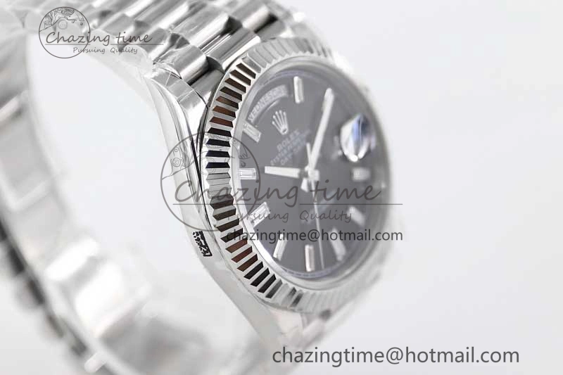 Day Date 40mm SS 904L Steel TWF 1:1 Best Edition Black Crystal Dial on SS Bracelet A Sustainable 2354